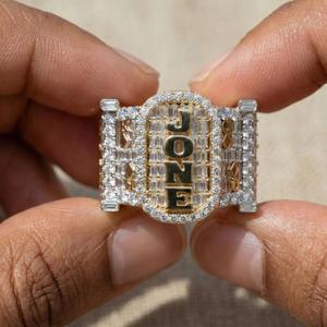 Bague de fiançailles personnalisée en argent sterling 925 avec diamant Moissanite, style Hip Hop pour homme, bijou statement style rappeur glacé - Product Image 5