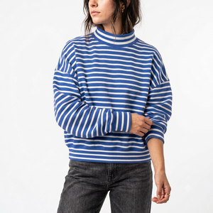 Women Custom Oversized Mockneck Pullover Lightweight Cotton <b>Drop</b> Shoulder Ribbed Cuffs Daily Casual Wear Manufacturer - Product Image 1