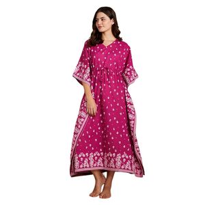 Robe de nuit longue en coton pour femmes, style kaftan | Décontracté |   Coupe ample - Product Image 1
