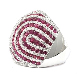 Bague de fiançailles et de mariage sur mesure, en or blanc platine de haute qualité, avec pierre précieuse rubis, pour cadeau - Product Image 2