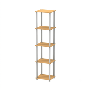 Estante de Almacenamiento Moderno 1911 Multiusos de 5 Niveles, Estantería Esquinera Estrecha de Madera, Torre Versátil Alta, Organizador de Haya y Roble - Product Image 2