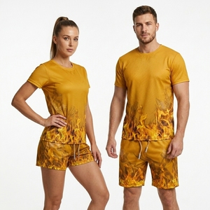 Customized 2 Piece Short Set Summer Unisex Sweatsuit Printed Short Sleeve Summer Shorts t <b>Shirt</b> Set unisex tracksuit - Product Image 6
