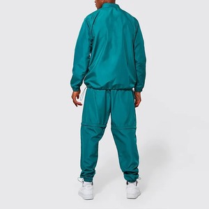 Contrast Color Custom Waterproof Organic Cotton Lightweight Hooded Casual Solid Sweatsuit Jogging Zip <b>Jacket</b> Two Piece Adult - Product Image 2