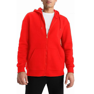 Sweat-shirt à capuche zippé en polaire orange pour homme, coupe classique, couleur unie, décontracté, pour l'automne - Product Image 6