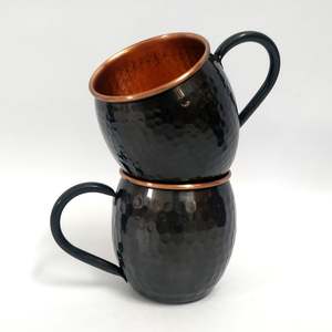 Custom Logo Wholesale Black Hammered Moscow Mule Copper Mug Stainless Steel Lined <b>Metal</b> Beer Cocktail Cup Barware Drinkware Mugs - Product Image 2