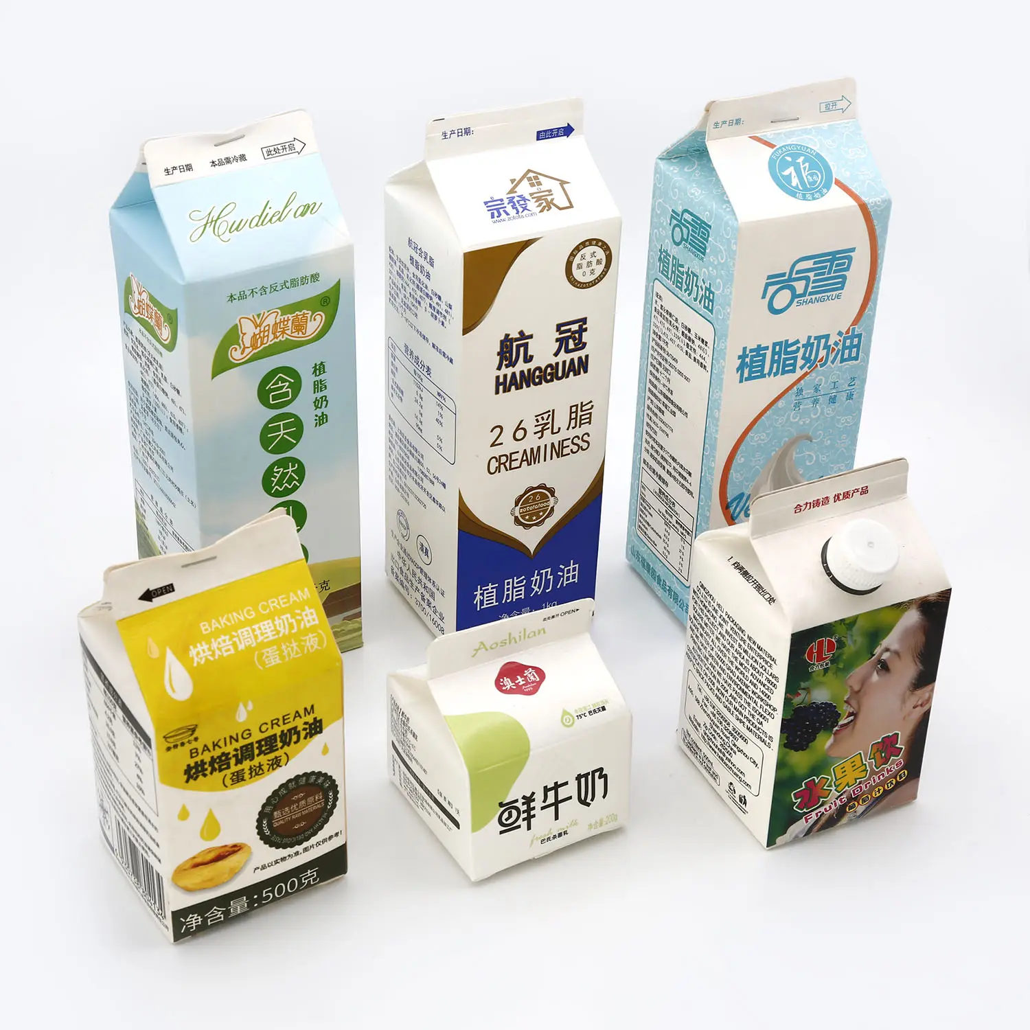 Carton d'emballage à pignon Carton de lait, carton à pignon 350ml QINGDAO Juice Box Beverage Paperboard Letterpress Sleeve