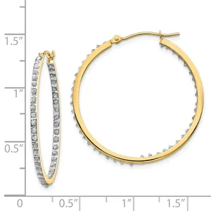 Round Diamond Hinged Hoop <b>Earrings</b> 14K Yellow Gold Women <b>Fine</b> Jewelry Classic Gift - Product Image 3