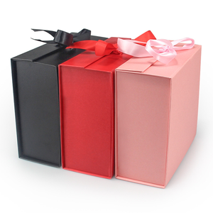 Customized Luxury <b>Red</b> Eco-Friendly Recycled <b>Materials</b> Folding Paper Box Magnetic Flip Closure Ribbon Rigid Sponge Custom Logo - Product Image 2