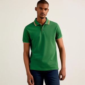 Polo de golf vert et violet avec finitions violettes, écologique, anti-humidité, en gros - Product Image 5