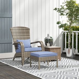 Sedia Adirondack con Poggiapiedi, Design Confortevole, Sedia in Resina per Relax all'Aperto, Cuscini Staccabili e Braccioli Larghi - Product Image 2
