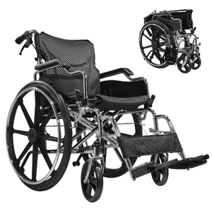 Sedia a rotelle pieghevole manuale da 18 e 24 pollici con freni a mano anteriori e posteriori, ruote posteriori a sgancio rapido Bright Sil - Product Image 1