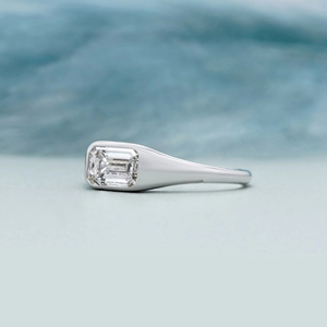 Bague de fiançailles et de mariage en or jaune 14 carats avec diamant de laboratoire taille émeraude 1 carat, cadeau de fête, bijoux - Product Image 3
