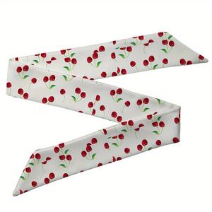 Pañuelo de seda delgado personalizado al por mayor con estampado de erizo, flor y hongo, ideal para atar bolsos - Product Image 2