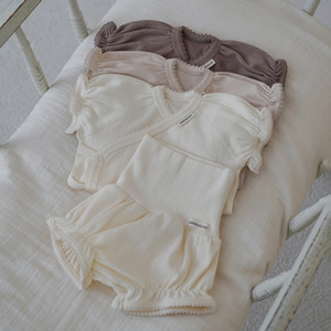 Dear Cotton Short Sleeve Newborn <b>Wrap</b> Set – Baby Top & Bloomers - Product Image 1