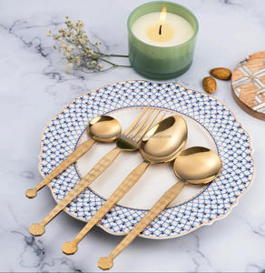 Engraved Vintage Cutlery - Antique Silverware <b>Set</b> Unique Design 4-Piece Artisan Tableware - Product Image 2