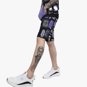 Shorts de bain décontractés pour hommes, noirs, 100 % polyester, séchage rapide, respirants, pour la plage et le surf, taille élastique - Product Image 4