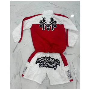 Customization Men's Nylon Windbreaker Short Set Full Zip Streetwear Tracksuit Cargo Pocket Shorts OEM ODM Hoodies Manufacture - Product Image 2
