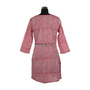 Vestido Túnica de Algodón con Estampado Artesanal para Mujer, Modelo DHB004, el Mejor Vestido con Estampado Artesanal - Product Image 2