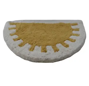 Moon Shaped Absorbent 100% Cotton Tufted Bathmat Reversible Soft Texture Machine Wash Wholesale Customized logo Cotton Bathmat