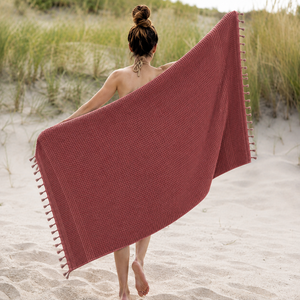 Toalla Fouta 100% Algodón Estilo Turco, Color Sólido, Antiarena, con Diseño de Waffle, Logotipo y Diseño Personalizados - Toallas Hammam Ecológicas - Product Image 1