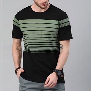 Camiseta informal de algodón a rayas para hombre, camiseta de manga corta transpirable y cómoda, estilo streetwear, camiseta de cuello redondo a la moda - Product Image 2