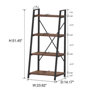 Étagère à 4 niveaux en bois d'acacia massif avec structure en métal noir pour salon, bureau, rangement et présentation à domicile - Product Image 1