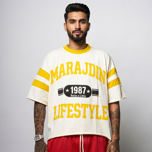 T-shirt Homme Premium en Coton Tricoté Épais, Coupe Oversize, Écologique, Séchage Rapide, Manches Courtes, Délavé à l'Acide et Effet Vieilli - Product Image 1