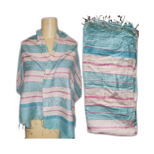 Women's Long Square Silk Scarf Striped and Floral Printed Fashion Style for Summer Elegant Lightweight Designer Silk <b>Wrap</b> <b>Shawl</b> - Product Image 4