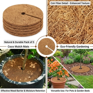 Discos de Fibra de Coco Ecológicos y Modernos para Acolchado, 50 cm de Diámetro, 1 cm de Grosor, Color Marrón, Ahorro de Espacio, para Uso en Jardín - Product Image 2