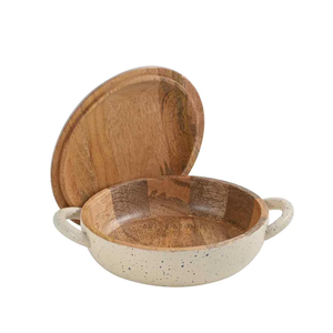 Wooden Roti Box With Decorative Floral wood Lid Designer Chapati Storage Container For Kitchen Dining use round shape - Product Image 1