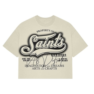 T-shirt court Saints Arts District, coupe oversize, manches courtes, col rond, style streetwear, homme, noir, jersey de coton, imprimé devant - Product Image 4