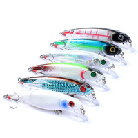 Leurre dur Laser Scale Minnow 8,6 cm 9,1 g avec hameçon triple à plumes pour la pêche au bar et au culter