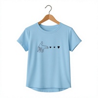 T-shirt gris à col rond pour femme avec imprimé floral pissenlit rose, coupe classique, manches courtes, décontracté, printemps-été, jersey en coton