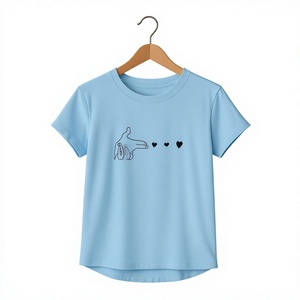 T-shirt gris à col rond pour femme avec imprimé floral pissenlit rose, coupe classique, manches courtes, décontracté, printemps-été, jersey en coton - Product Image 4