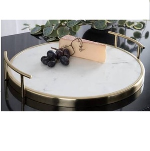 Bandeja de Servir de Mármol Blanco de Lujo, Forma Redonda, Ecológica, de Alta Calidad, Vajilla para el Hogar, Bodas, Fiestas, Moderna y Lujosa - Product Image 6