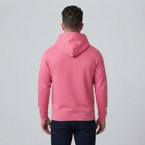 <b>Men's</b> <b>Pink</b> Hooded <b>Sweatshirt</b> Regular Fit Fleece Cotton Casual Pullover With Pocket Autumn Wear - Product Image 6