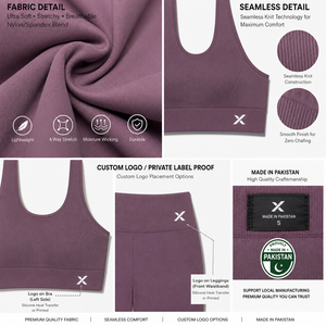 Ensemble de yoga 2 pièces pour femme X Sports City, couleur unie, haut court sans couture, leggings taille mi-haute, fermeture éclair quart de tour sur le devant, personnalisable - Product Image 3
