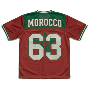 Camiseta de Fútbol de Marruecos Unisex con Cuello en V, Manga Corta, Estampado Sublimado, Transpirable, de Malla de Poliéster, Corte Regular, para Verano - Product Image 4