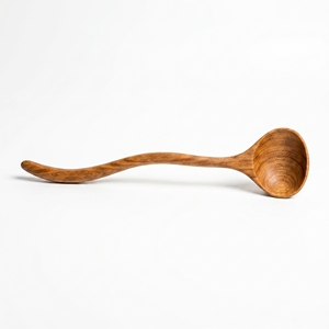 Cuchara Larga de Madera de Teca Sólida de Grado Alimenticio, Cucharón Curvo, Cuchara Profunda, Utensilio de Cocina de Madera Hecho a Mano, Herramientas de Chef Balinés de Primera Calidad - Product Image 1