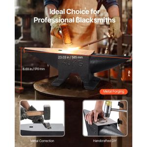 Incudine a corno singolo in ghisa da 86 libbre con ampia base stabile e elevata durezza, robusta per la fucinatura - Product Image 6