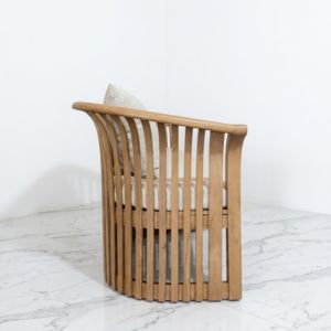 Ensemble de jardin moderne en teck massif avec banc de patio extérieur à lattes cannelées courbées et table basse, pour villas, complexes hôteliers et jardins, mobilier contractuel - Product Image 3
