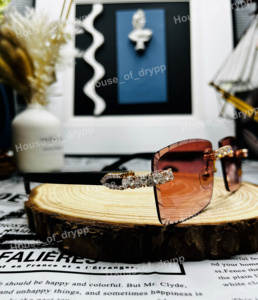 Hip Hop Moissanite Diamond Rimless Glasses Iced Out Luxury Gradient Luxury <b>Sunglasses</b> <b>For</b> Men Women - Product Image 4