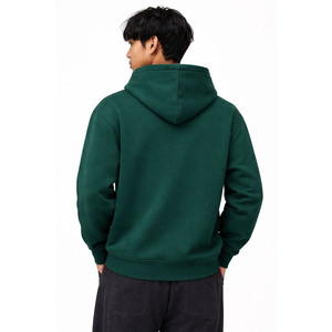 เสื้อฮู้ดซิปสีเขียวสำหรับผู้ชาย ผ้าฝ้ายฟลีซขนาดใหญ่พิเศษ เสื้อฮู้ดผู้ชายแบบเรียบ รับทำโลโก้สั่งทำ แบรนด์ส่วนตัว ผลิตจำนวนมาก - Product Image 3