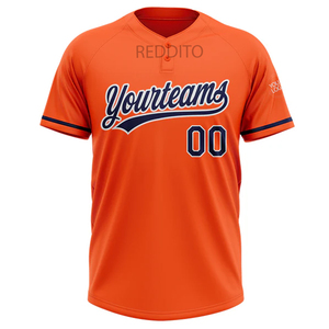 Yourteams <b>Baseball</b> Jersey Men's Orange Short Sleeve V-Neck Moisture Wicking Custom Team Name Sublimated Print - Product Image 1