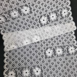 Tissu en dentelle extensible florale légère, largeur 20 cm, nylon élasthanne, bord festonné, dentelle douce pour lingerie, robe, tissu de mariée - Product Image 2