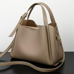 Textured PU Bucket Bag Women's Shoulder <b>Handbag</b> Zipper Crossbody Purse <b>Medium</b> Capacity for Daily Travel - Product Image 4