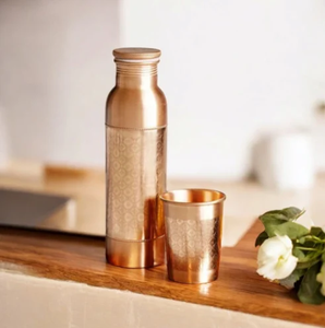 Bouteille d'eau en cuivre martelé couleur or rose, qualité supérieure, 100 % cuivre pur, anti-fuite, meilleure vente - Product Image 5