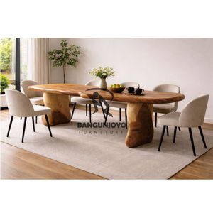 Un conjunto de mesa de comedor rectangular de madera de suar combinado con hermosas sillas de comedor para su comedor. - Product Image 1