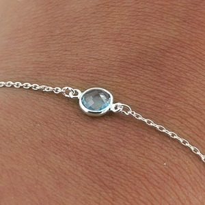 Blue Topaz Round Bracelet 925 Sterling Silver Handmade Promise Jewelry for Women gift for her December birthstone Jewelry - Product Image 4