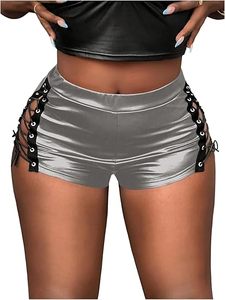 Women's Faux Leather Paperbag Waist <b>Shorts</b> Premium PU Leather Fashion <b>Shorts</b> Custom Manufacturing Service - Product Image 4